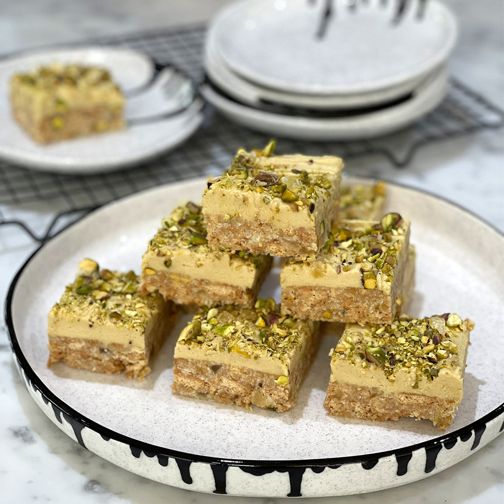 Ginger & Pistachio Slice |  A ginger slice with a twist