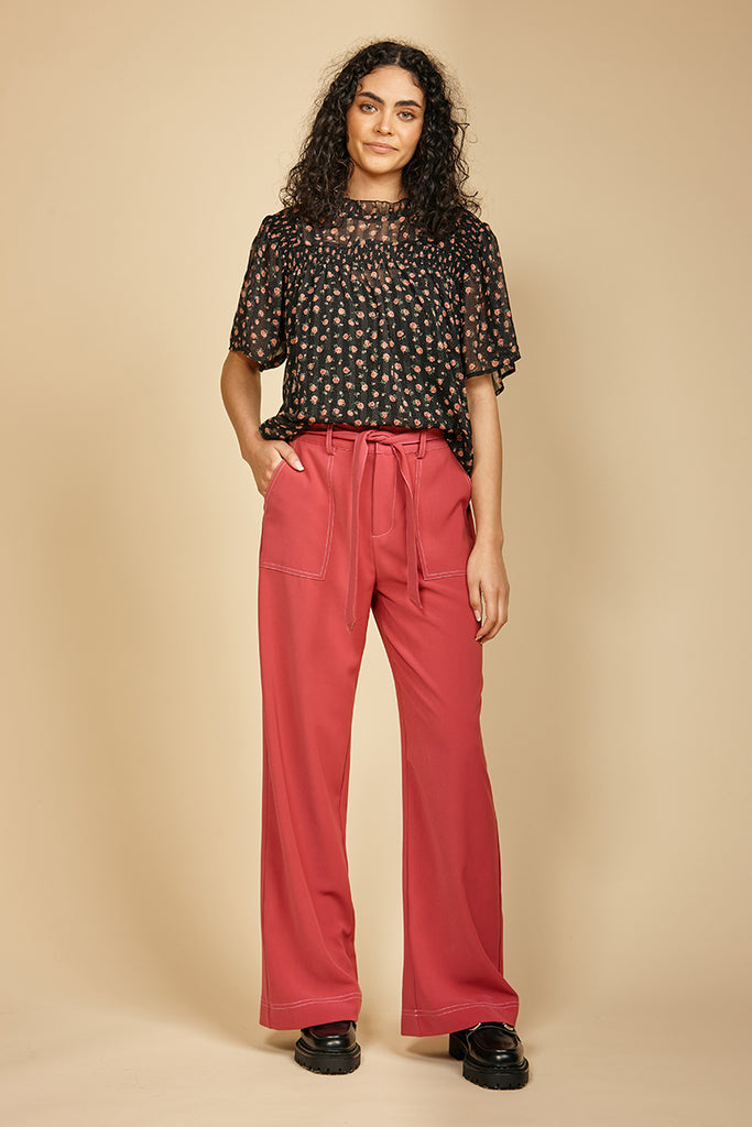 30s Sailor Style Pants with wide leg in Red